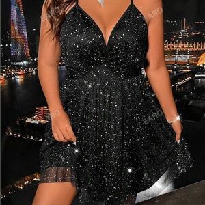 Elegant Black Glitter Deco Dress